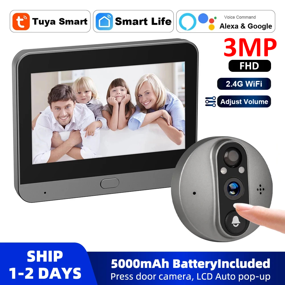 3MP WiFi Smart Tuya Peephole 5 - Smart Doorbell Wired incelemesi ve fiyatı