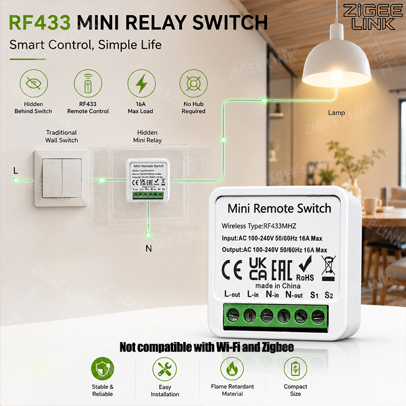 RF433MHz 16A Mini Smart Relay  - Diy Home Automation System incelemesi ve fiyatı