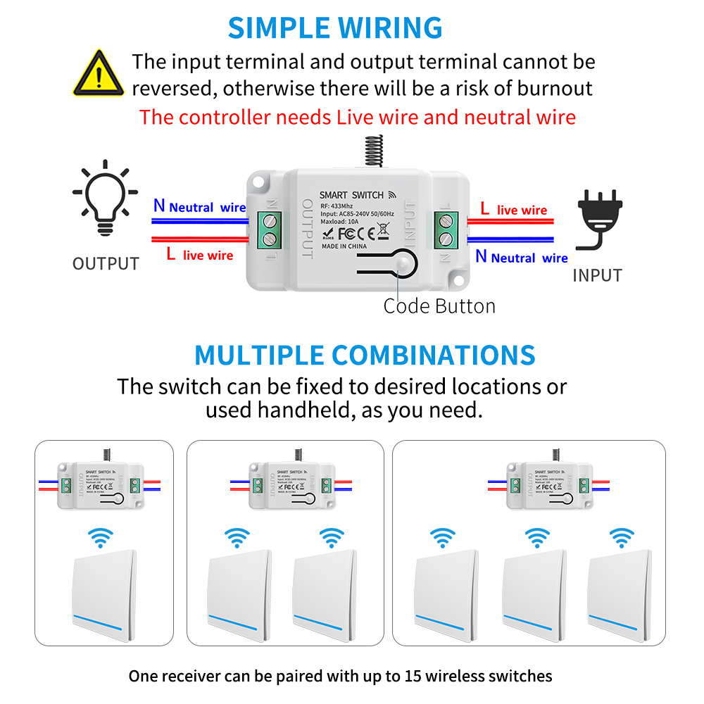Wireless Switch Remote Control - 433Mhz Receiver Module incelemesi ve fiyatı