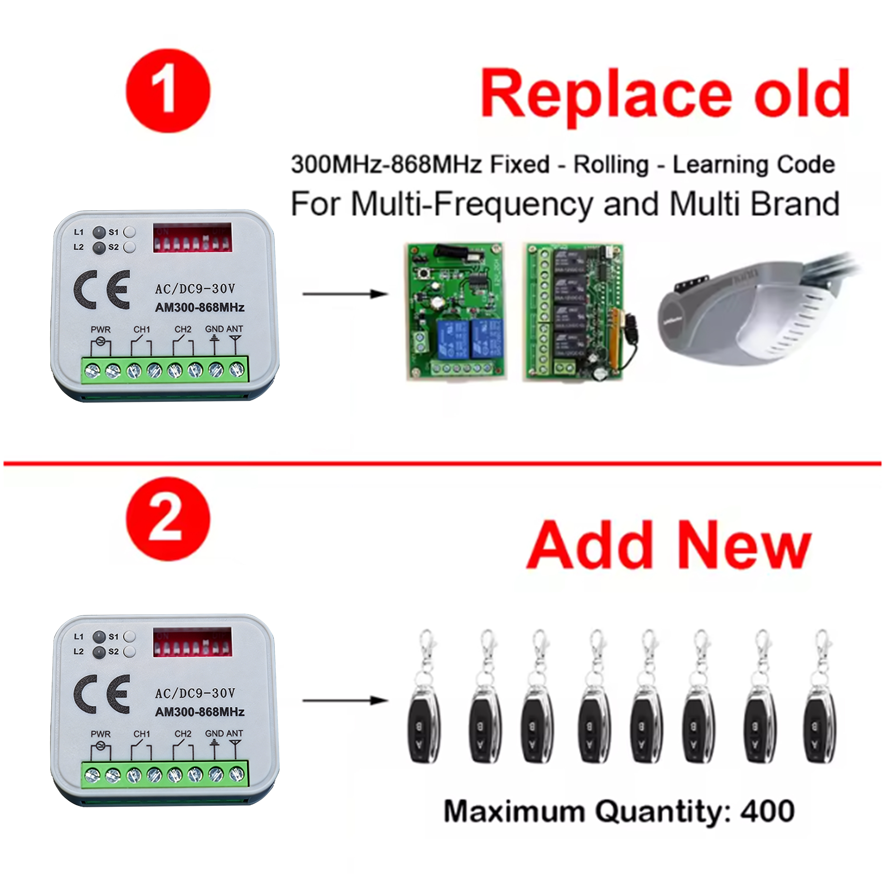 Garage Door Receiver 433MHz 30 - 433Mhz Receiver Module incelemesi ve fiyatı