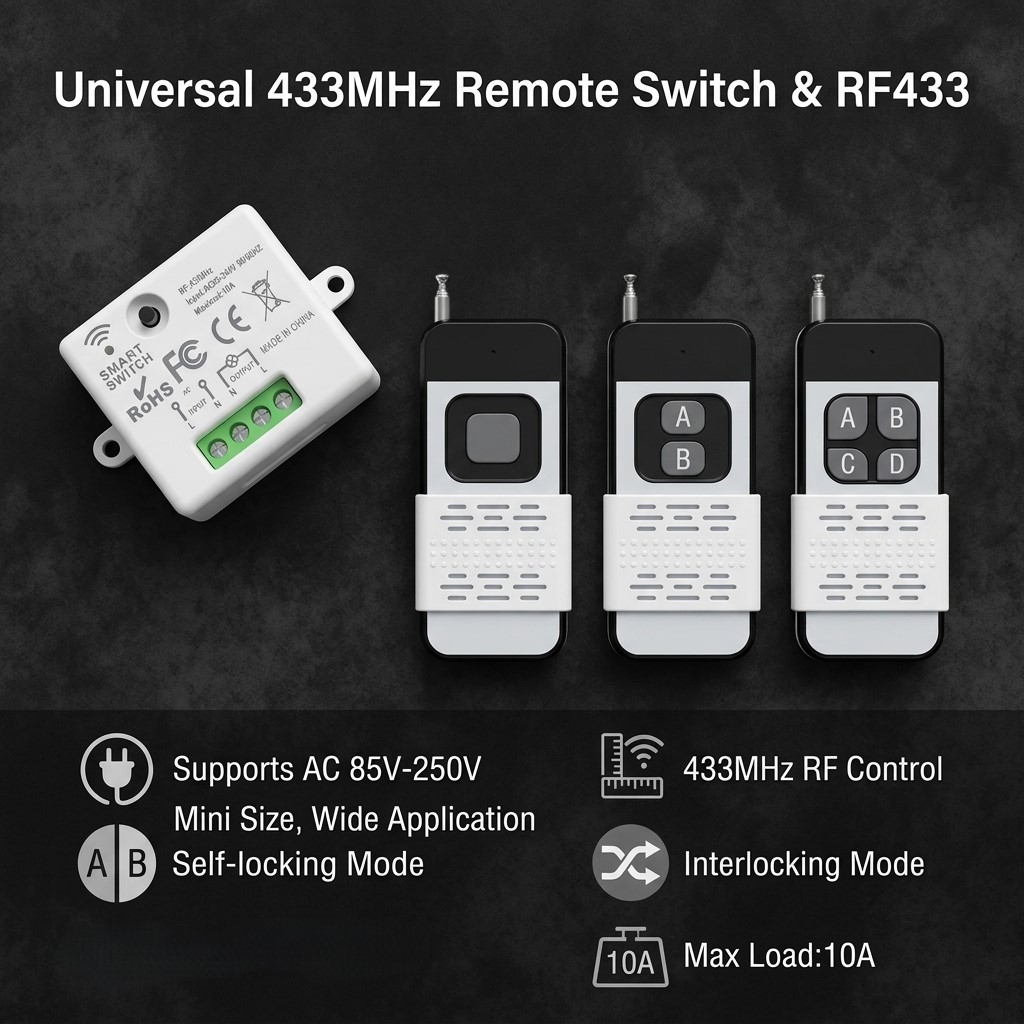 220V 1CH Wireless Remote Contr - 433Mhz Receiver Module incelemesi ve fiyatı