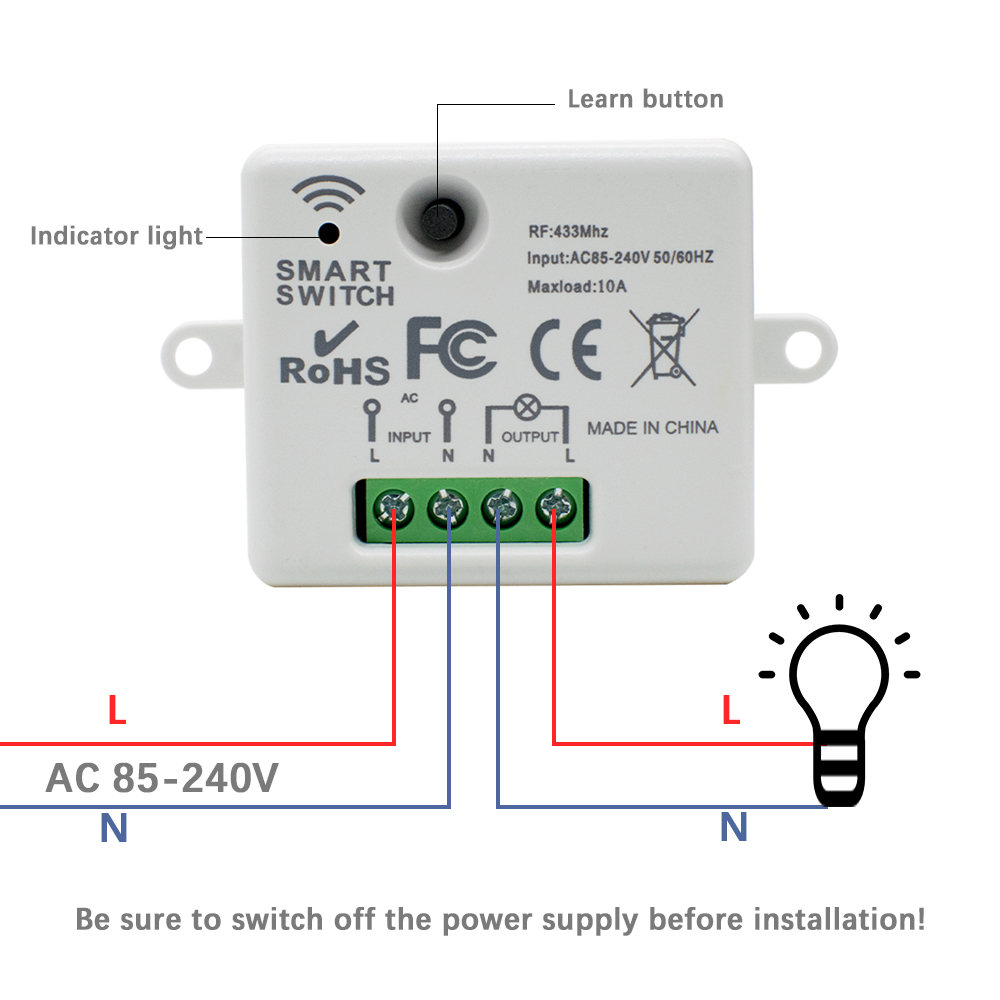 220V 1CH Wireless Remote Contr - 433Mhz Receiver Module incelemesi ve fiyatı